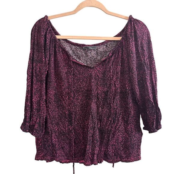 Velvet ANTHROPOLOGIE Hot Pink Cheetah Leopard Print Rayon Top - Small - Picture 1 of 4